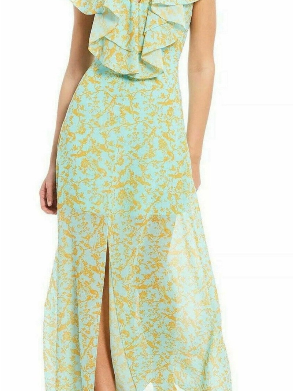 Sachin + Babi Mint Maxi Dress with Yellow Floral Print